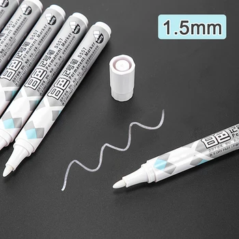 1/3ШТ 1,5 мм Белый маркер, перманентная ручка для шин, водонепроницаемая ручка для подсветки 1,5 мм, канцелярская ручка для рисования граффити своими руками