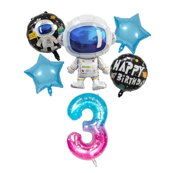 1 комплект Астронавт Звездное небо Цифровой набор воздушных шаров из алюминиевой фольги На День рождения ребенка Годовщину свадьбы Украшения для душа ребенка