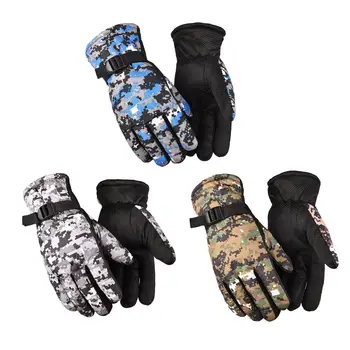 1 Пара лыжных перчаток унисекс, водонепроницаемые флисовые Зимние теплые перчатки для сноуборда, Мотоциклетные велосипедные теплые перчатки для снега