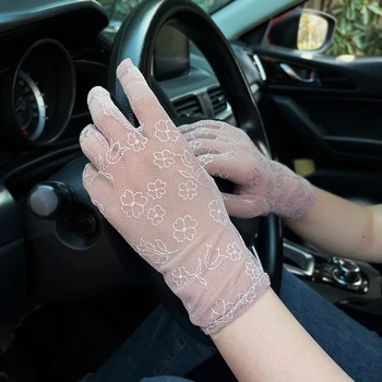 1 пара Новых летних солнцезащитных кружевных перчаток с полными пальцами для женщин за рулем