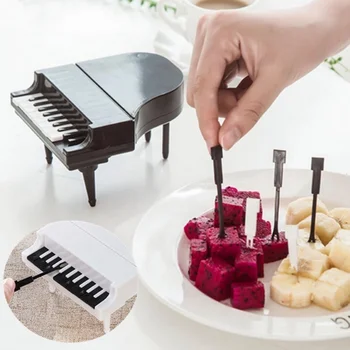 10 шт./компл. Вилка для фруктов на пианино, креативная клавиатура для фортепиано, Пластиковая вилка, детские вилки для десертного торта, кухонные принадлежности для бара