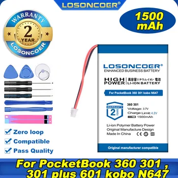 100% Оригинальный Аккумулятор LOSONCOER 1500 мАч Для PocketBook 360 PocketBook 301, 301 Plus 601 kobo N647 Battery