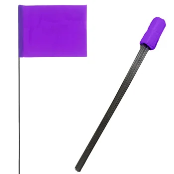 100 упаковок фиолетовых 4x5x16-дюймовых маркеров для обзора ландшафтного флага, флажков из стальной проволоки для обзора газона, маркерного флага