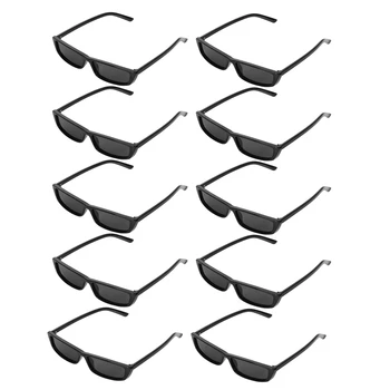 10X Винтажные Прямоугольные солнцезащитные очки Женские Солнцезащитные очки в маленькой оправе Ретро Очки S17072 Черная Оправа Черный