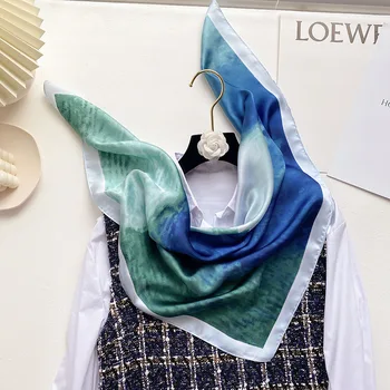 2022 Квадратный шелковый шарф-шаль для женщин, Шикарный Атласный женский платок для лошадей, женский дорожный шарф, украшенный лентами для волос, Женские шарфы