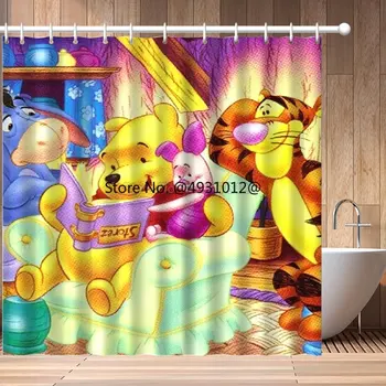 2023 Новые Водонепроницаемые занавески для душа с изображением Винни-Пуха, Занавески для душа с 3D-печатью, Занавески для ванной, Мультяшные Занавески для ванны