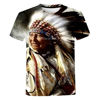 2023 Новые модные рубашки, топы с забавными персонажами в стиле ретро, Летние мужские футболки с 3D принтом индейцев, футболки оверсайз