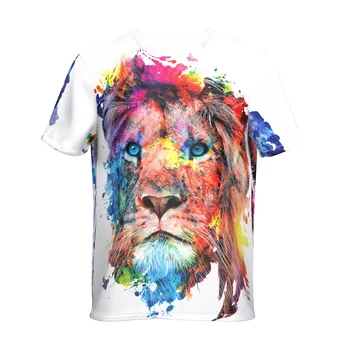 2023 Новый Лев, красочные футболки с граффити, футболки с 3D цифровой печатью, винтажная готическая мужская одежда, Летние топы