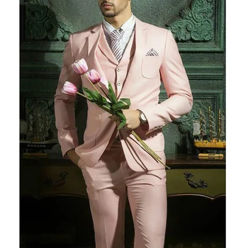2023 Новый Розовый Мужской Повседневный Бутик Делового Однотонного Цвета Для Жениха, Свадебные Вечерние Блейзеры, Платье Trajes De Hombre Modernos Para Bodas