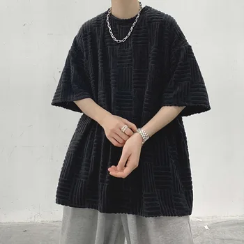 2023 Роскошная Мужская Футболка Knitting Texture Design Sense, Свободная Повседневная Уличная Одежда С Круглым вырезом И Короткими Рукавами, Футболки M-2XL New Fashion Summ