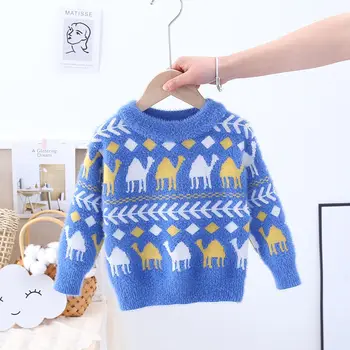 2T-8T 2022 осень-зима для мальчиков и девочек, детская толстая вязаная одежда, детский вязаный пуловер, свитер для малышей