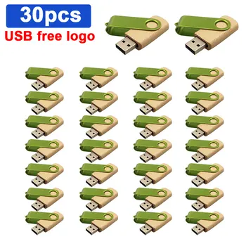 30ШТ бесплатный логотип Деревянный USB 2.0 флэш-накопитель ручка драйвер деревянная стружка флешка 4 ГБ 8 ГБ 16 ГБ 32 ГБ 64 ГБ карта памяти для свадебного Подарка