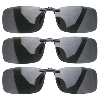 3X Солнцезащитных очков с прозрачными темно-зелеными поляризованными линзами унисекс с клипсой на очках
