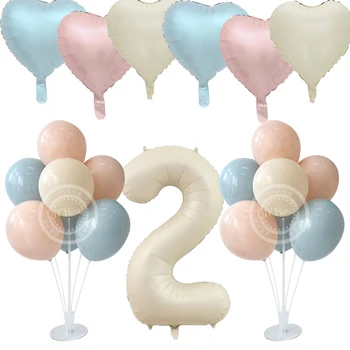 40-дюймовый воздушный шар кремового цвета с цифрами и винтажными розово-голубыми воздушными шарами для взрослых и детей, украшение для вечеринки в честь Дня рождения, свадебные принадлежности своими руками