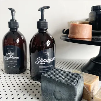 500 мл Коричневый Флакон шампуня для ванны Шикарные Портативные флаконы для мытья тела Nordic Кондиционер для волос Пластиковый Флакон для насоса