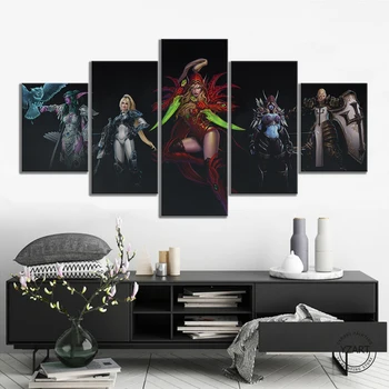 5шт. Коллекция женских персонажей World of Warcraft HD Game Art, настенные картины, холст, живопись для декора стен спальни