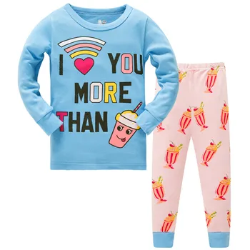 6S/L Футболка с длинными рукавами для мальчиков и девочек, штаны, комплект из 2 предметов, пижамы, весенне-осенняя хлопковая одежда