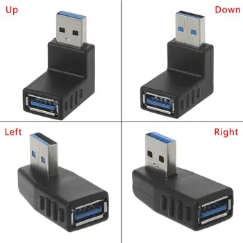 90 градусов, левый и правый угловой разъем USB 3.0 A для мужчин и женщин, переходник для портативных ПК, Прямая поставка