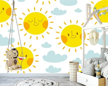 beibehang Изготовит на заказ новые скандинавские простые облака с ручной росписью, радужные звездные обои для детской комнаты, обои из папье-маше