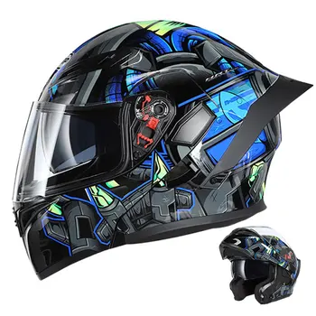 BSDDP DOT Одобряет Мужские мотоциклетные шлемы с откидной крышкой для мотокросса, Мотоциклетные шлемы с двойными линзами, Casco, Аксессуары для мотоциклов