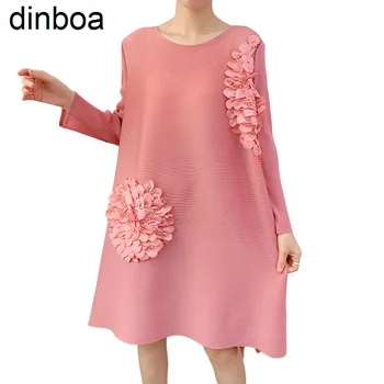 Dinboa Fold Трехмерное платье с цветочным рисунком 2023 Летнее платье в новом стиле Женское платье