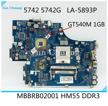 NEW71 LA-5893P LA-5894P Для ACER 5742 5742G Материнская плата ноутбука MBBRB02001 MB.BRB02.001 HM55 GT540M 1 ГБ GPU бесплатный процессор