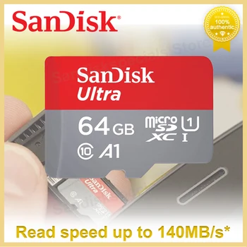 SanDisk 64G Micro SD Карта Ultra microSDXC UHS-I Карта памяти C10 U1 Full HD A1 для чтения Карт Microsd со скоростью до 140 Мбит / с для Телефона Camare