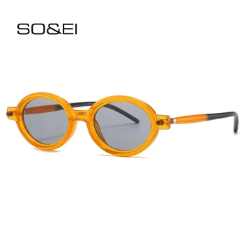 SO & EI Модные Овальные Женские Солнцезащитные очки Оттенков UV400, Ретро Двухцветные Очки, Трендовые мужские Солнцезащитные очки с заклепками.