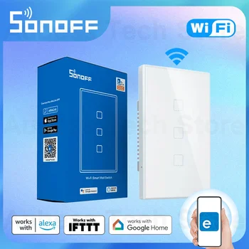 SONOFF TX Series WiFi Настенные выключатели Великобритания ЕС США T0/ T1 / T2/T3 1/2 / 3Gang Через приложение eWeLink Alexa Google Assistant Control Smart Home