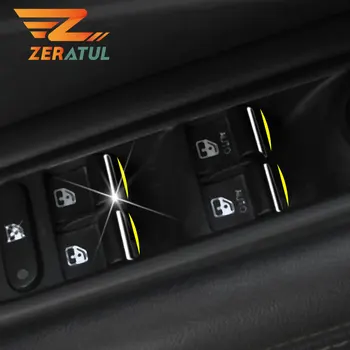 Zeratul Auto 7 шт./компл. ABS Хромированный Переключатель Окна Двери Автомобиля Поднимает Кнопку Крышки Накладка для Jeep Renegade 2014-2020 Аксессуары