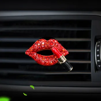 Автомобильный воздуховыпускной Ароматерапевтический зажим Автомобильный Освежитель воздуха Парфюмерный зажим Креативные Персонализированные Аксессуары для интерьера с бриллиантово-красными губами