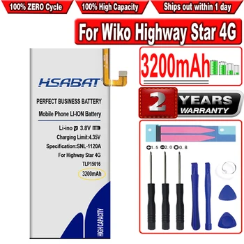 Аккумулятор HSABAT 3200 мАч для WIKO Highway Star 4G с двумя SIM-картами S104-Q06000-000 S104-Q14000-001 TLP15016