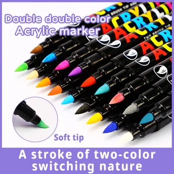 Акриловый маркер с двойной головкой и двухцветный маркер на водной основе 36 цветов, маркеры с двумя наконечниками, ручка для закладки, принадлежности для рисования манги