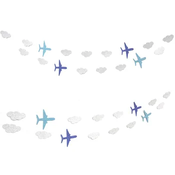 Баннер с гирляндой в виде самолета и облаков на день рождения в самолетной тематике, детский душ, принадлежности для вечеринок, украшения