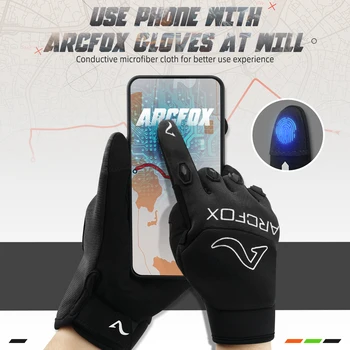 Велосипедные перчатки ARCFOX с полными пальцами, мужские Летние Дышащие Велосипедные экипировки, Байкерские противоскользящие перчатки с сенсорным экраном, Гоночные спортивные Luvas