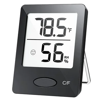 Внутренний Гигрометр, Комнатный термометр с большим ЖК-дисплеем, монитор влажности для домашнего офиса, черный