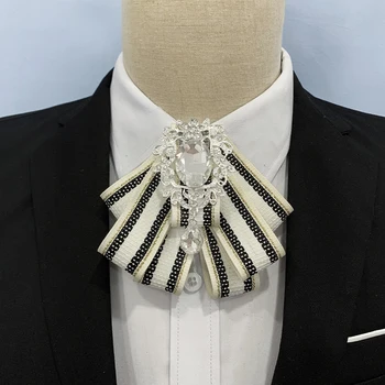 Галстук-бабочка из белого хрусталя CHUNNIAN для мужчин, свадебная мужская деловая британская рубашка, аксессуары для ведущего сцены, украшения, галстук-бабочка ручной работы.