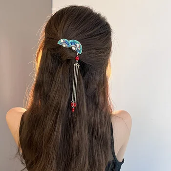 Гребень для волос с кисточками в китайском античном стиле, модный усовершенствованный гребень для волос на затылке, декоративные палочки для волос для женщин, аксессуары для волос Qipao