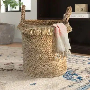 Декоративная Корзина для хранения из деревенского Джута с плетеной бахромой (17 Плетеных корзин для пикника с деревянной подкладкой Cesto ropa sucia infantil Garde