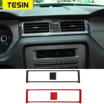 Декоративная рамка для центрального воздуховода приборной панели автомобиля TESIN для Ford Mustang 2009-2013 Аксессуары для интерьера автомобиля из углеродного волокна