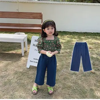 Детские джинсы В Корейском стиле, Мягкие, удобные, Красивые, живые, Повседневные, простые, модные, Свободные, Милые, Новый рисунок, Художественная детская одежда