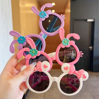 Детские Милые цвета, форма мультяшного кролика, защита глаз, солнцезащитные очки для мальчиков и девочек, Прекрасные уличные очки для детей от 3 до 12 лет