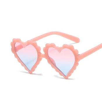 Детские солнцезащитные очки с персиковым сердечком, Желеобразная цветочная кайма, модные очки для девочек с градиентом Love Treasure, очки для вечеринок, Детские очки
