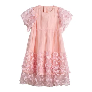 Детское платье принцессы, новинка 2023 года, элегантная детская сетчатая одежда, летние платья для девочек в корейском стиле, #7286