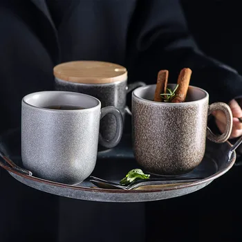 Европейская Керамическая Простая Чайная чашка, креативная Домашняя пара, Чашка для воды, Офисная посуда для напитков, Фарфоровая Ретро-кружка для завтрака, молока и кофе