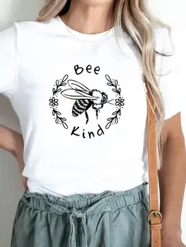 Женская Модная летняя футболка с графическим рисунком, футболки с надписью Bee, милые повседневные футболки с коротким рукавом и принтом 90-х годов.