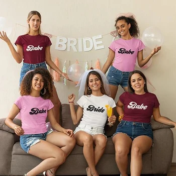 Женская футболка Babe Bride оверсайз, костюм для девичника, свадебная футболка с рисунком, подарок для подружки невесты