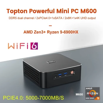 Игровой мини-ПК Topton M600 AMD Rzien 9 6900HX 7 PRO 6850H 2xDDR5 2xPCIe4.0 с двойной локальной сетью 2.5G Настольный компьютер Windows 11 WiFi6 BT5.2