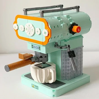 Игрушки для детей, бытовая автоматическая многофункциональная кофеварка, кофемашина для напитков, 3D модель, сделай сам, мини-блоки, кирпичное здание