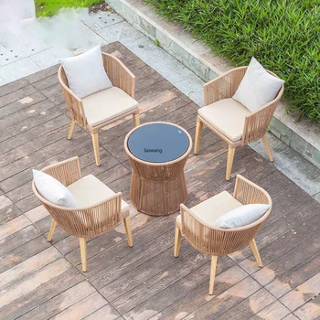 Индивидуальные стулья для гостиной, уличное кресло из ротанга, балкон, кованые ножки, Садовая мебель для отдыха на открытом воздухе